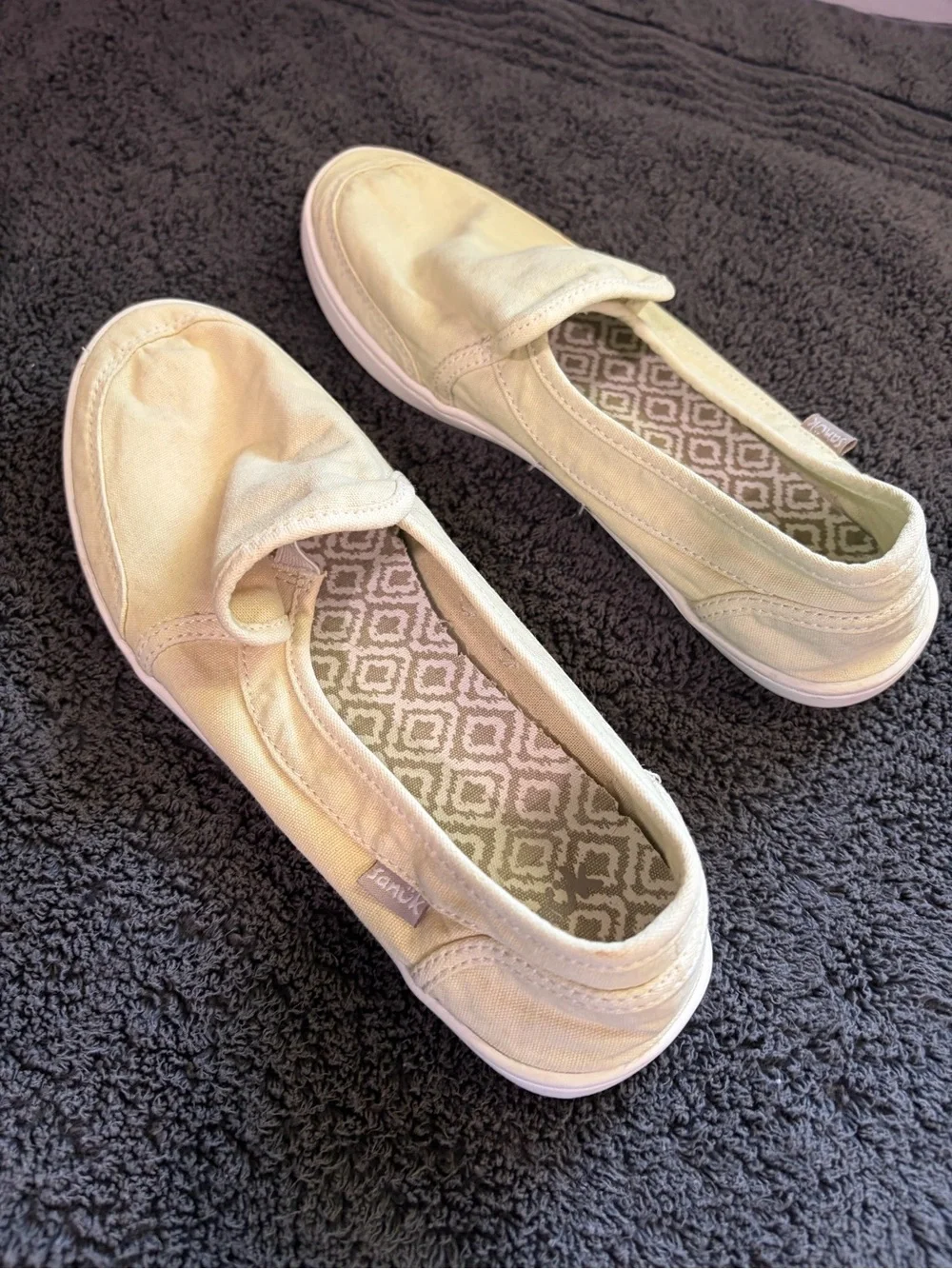 Sanuk Women's Canvas Slip-On Moccasins in Light Beige